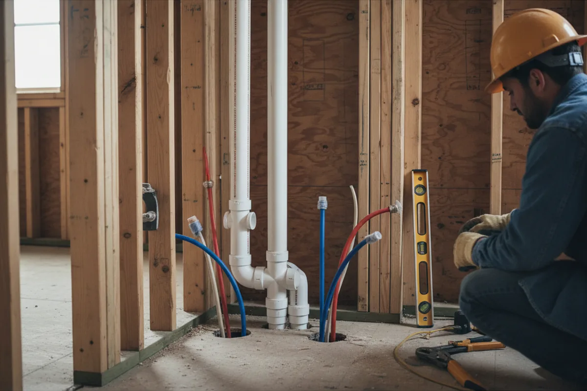 Drain and supply rough-in during Leak Detection in Panaca